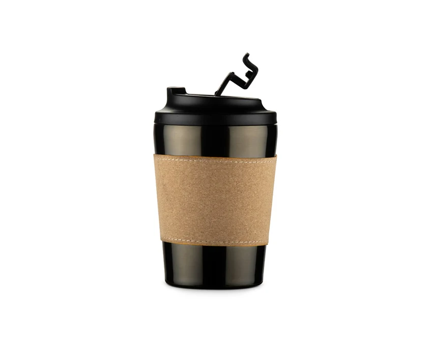 Kubek termiczny CAFFEZ 350 ml gun metal z logo firmy