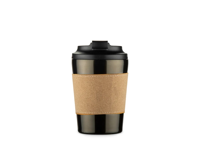 Kubek termiczny CAFFEZ 350 ml gun metal z logo firmy