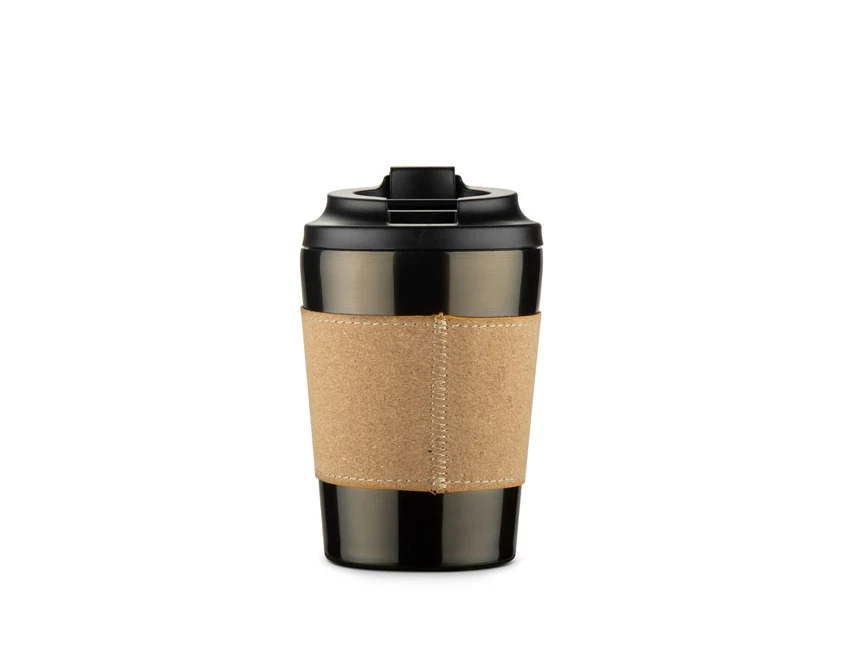 Kubek termiczny CAFFEZ 350 ml gun metal z logo firmy