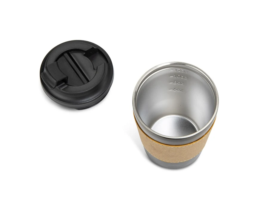 Kubek termiczny CAFFEZ 350 ml gun metal z logo firmy