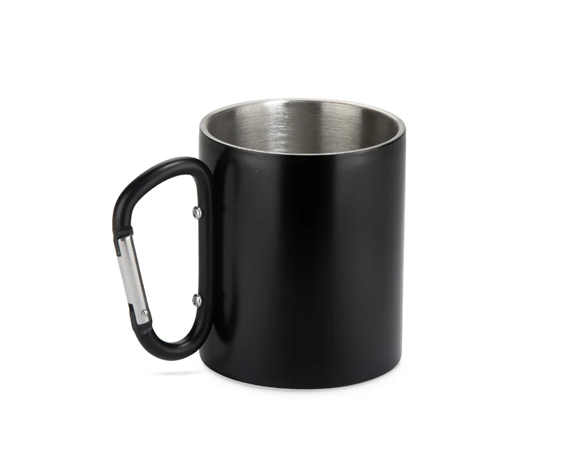 Kubek metalowy VIVO 250 ml z nadrukiem, karabińczyk