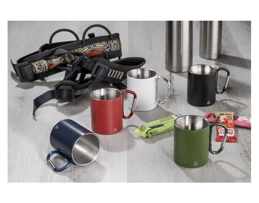 Kubek metalowy VIVO 250 ml z nadrukiem, karabińczyk