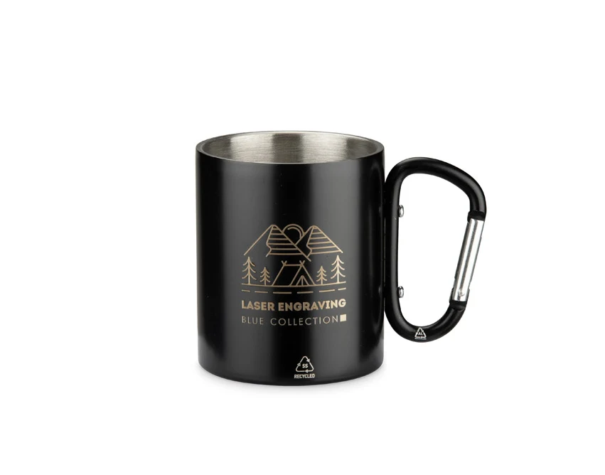 Kubek metalowy VIVO 250 ml z nadrukiem, karabińczyk