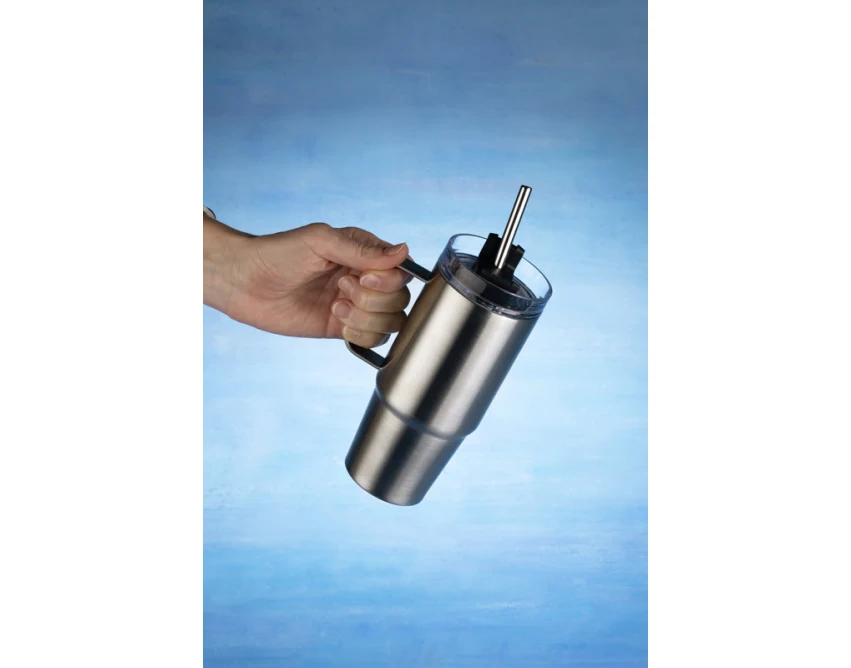 TORIN kubek termiczny ze słomką 450 ml nierdzewna stal