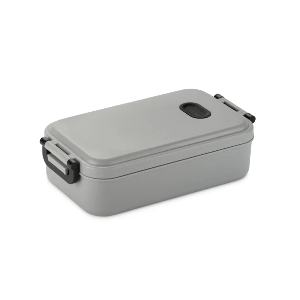 TAPAS lunchbox z logo 850 ml, szary z klipsami