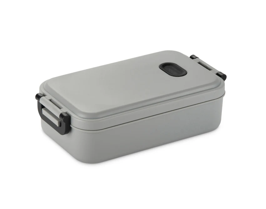 TAPAS lunchbox z logo 850 ml, szary z klipsami
