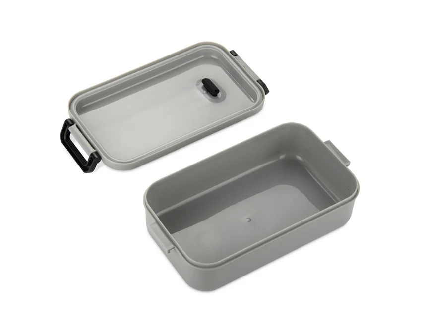 TAPAS lunchbox z logo 850 ml, szary z klipsami
