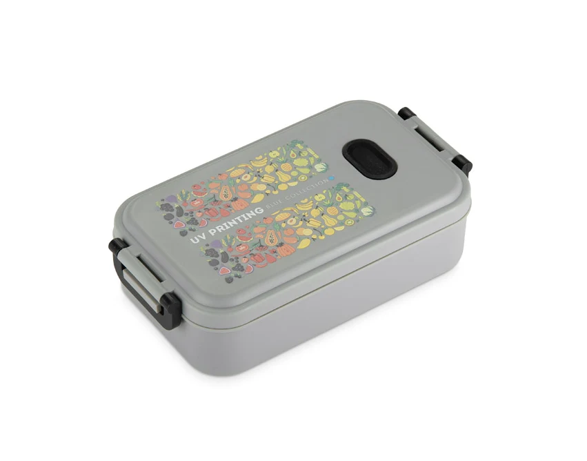 TAPAS lunchbox z logo 850 ml, szary z klipsami