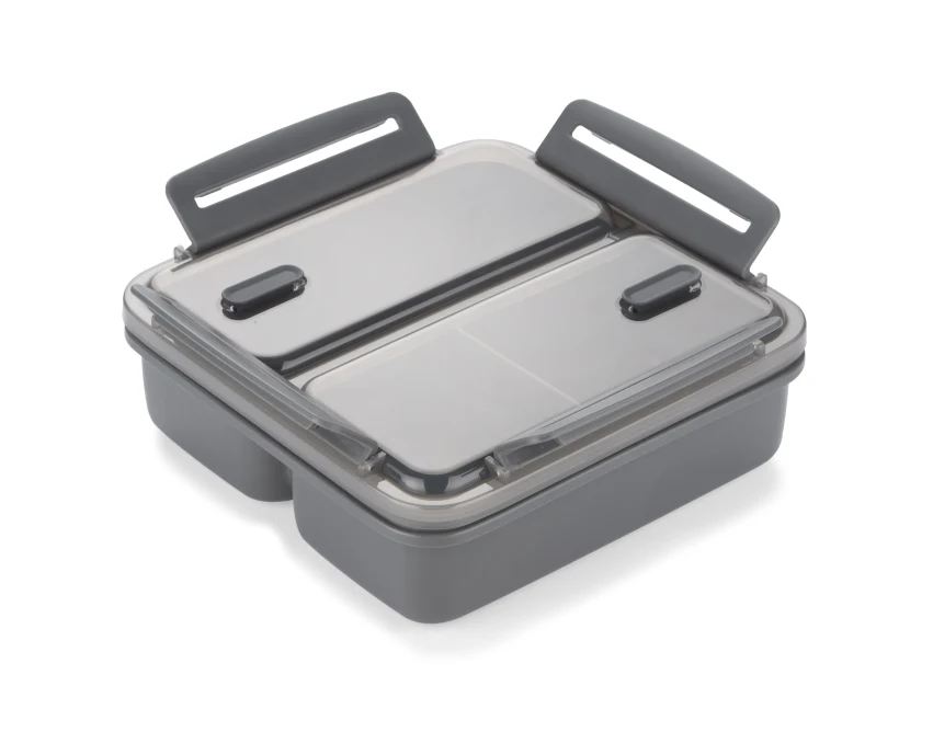 DUO lunchbox z logo 1100 ml, kolor grafitowy