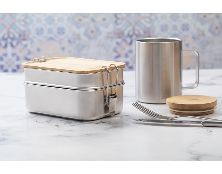 Kotetsu lunchbox z logo 940 ml ze stali, srebrny