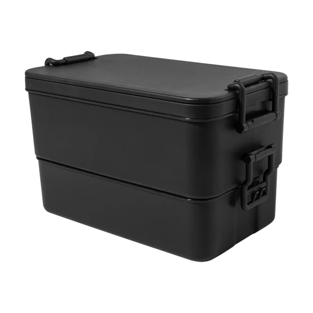 Duplox lunchbox z logo, czarny z tworzywa PP