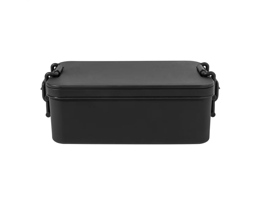 Duplox lunchbox z logo, czarny z tworzywa PP
