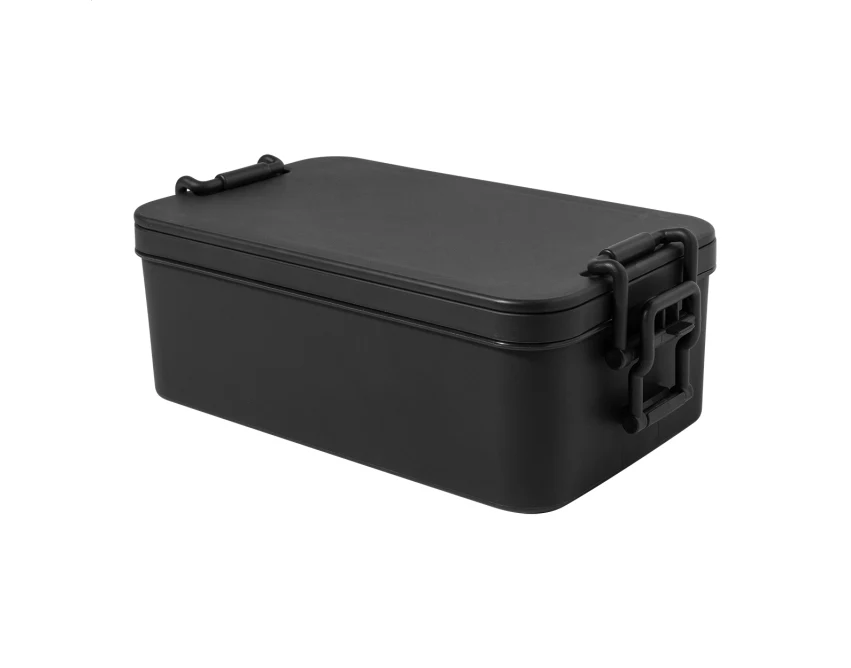 Duplox lunchbox z logo, czarny z tworzywa PP