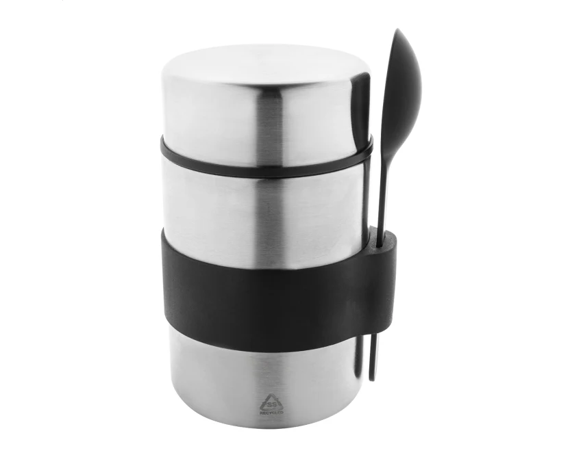 Lunchbox z logo 450 ml – srebrny słoik termiczny