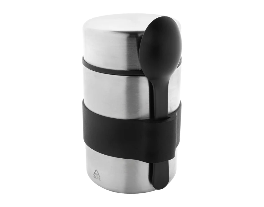 Lunchbox z logo 450 ml – srebrny słoik termiczny
