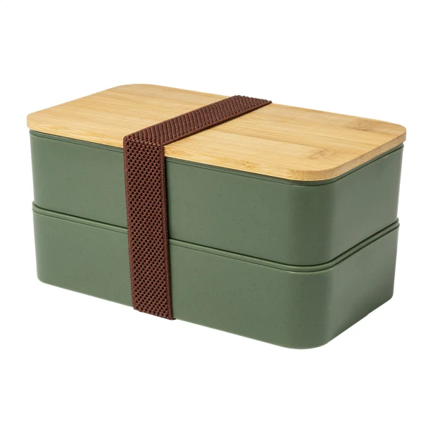 Satay lunchbox z logo zielony z PP 2 × 700 ml