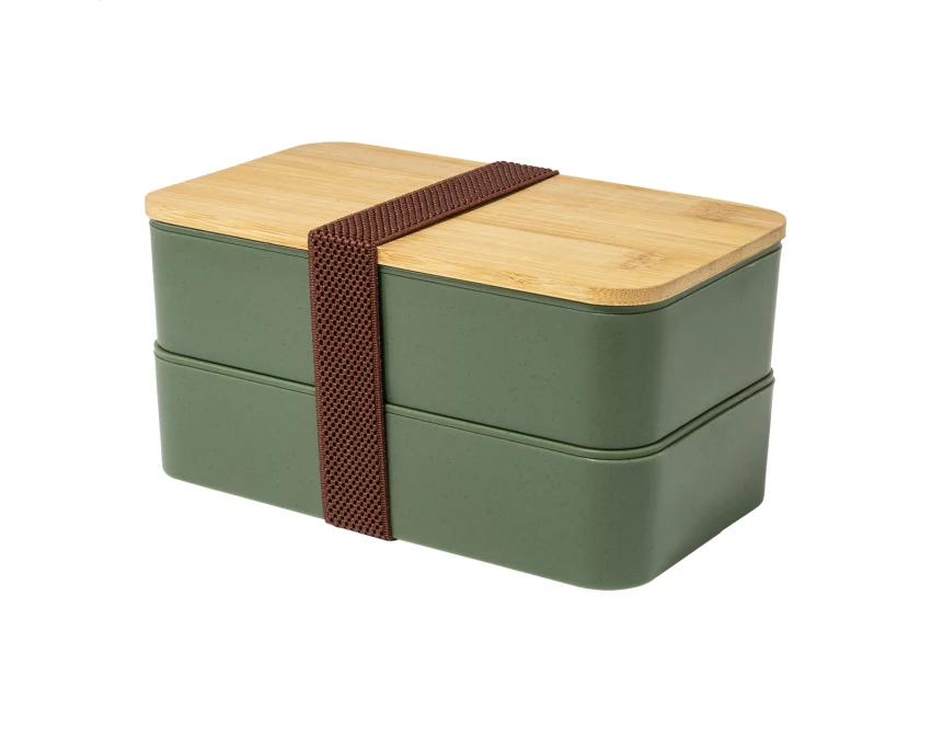 Satay lunchbox z logo zielony z PP 2 × 700 ml