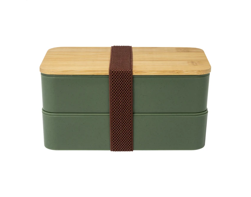 Satay lunchbox z logo zielony z PP 2 × 700 ml