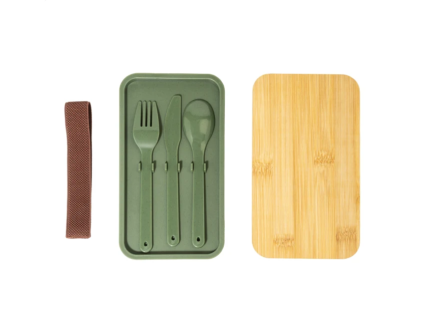 Satay lunchbox z logo zielony z PP 2 × 700 ml