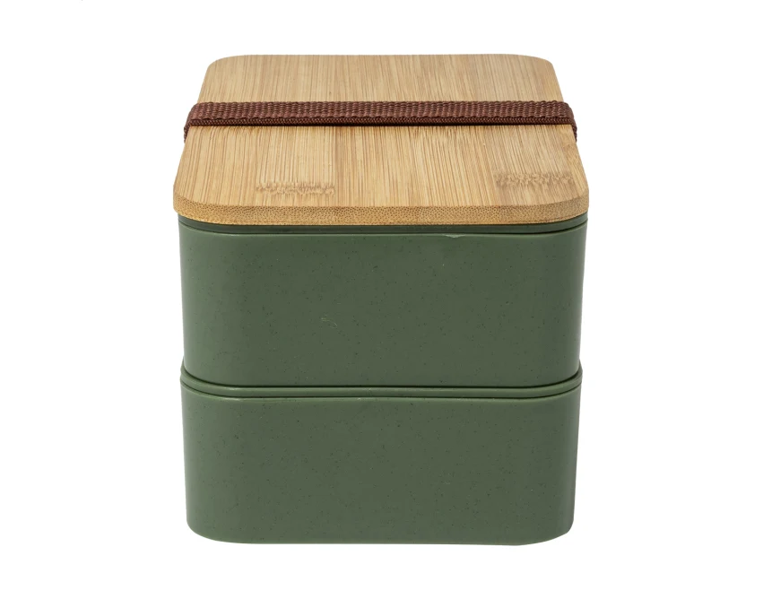 Satay lunchbox z logo zielony z PP 2 × 700 ml