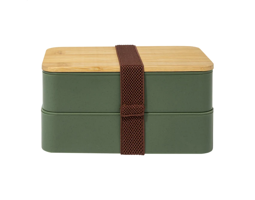 Satay lunchbox z logo zielony z PP 2 × 700 ml