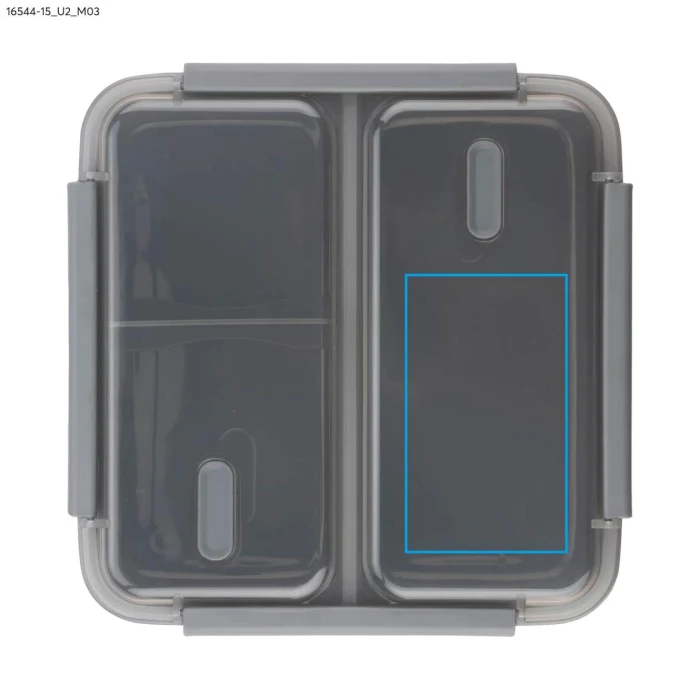 Schemat znakowania dla Nadruk UV - U2 na gadżecie: DUO lunchbox z logo 1100 ml, kolor grafitowy