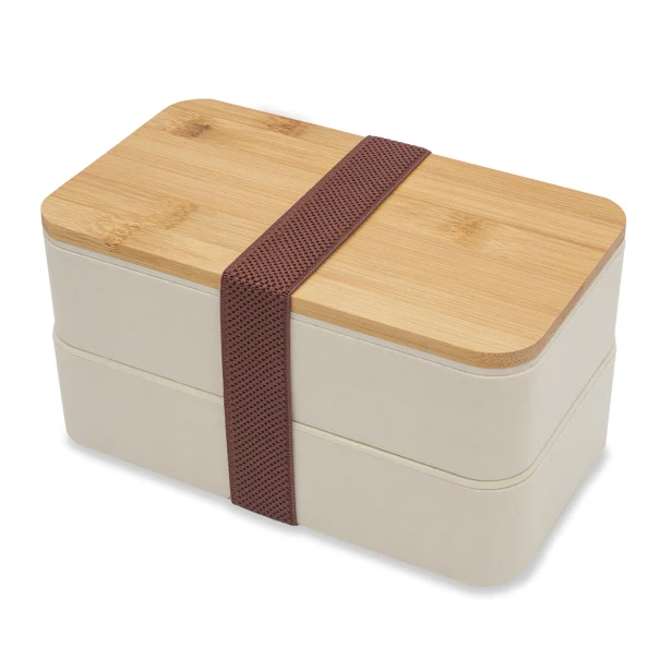 Lunchbox Victor dwupoziomowy z logo 1000 ml, beżowy