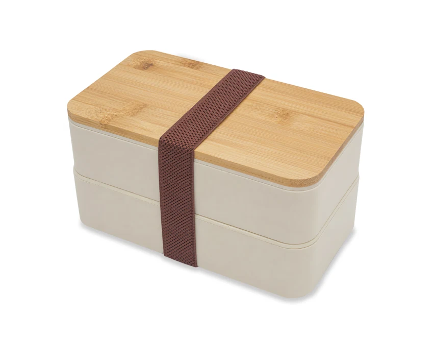 Lunchbox Victor dwupoziomowy z logo 1000 ml, beżowy