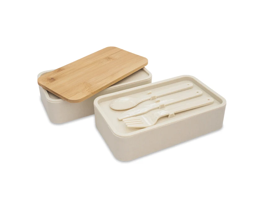 Lunchbox Victor dwupoziomowy z logo 1000 ml, beżowy