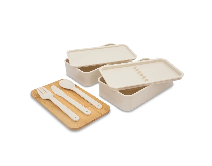 Lunchbox Victor dwupoziomowy z logo 1000 ml, beżowy