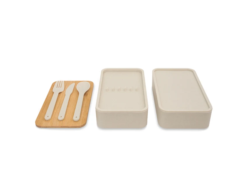 Lunchbox Victor dwupoziomowy z logo 1000 ml, beżowy