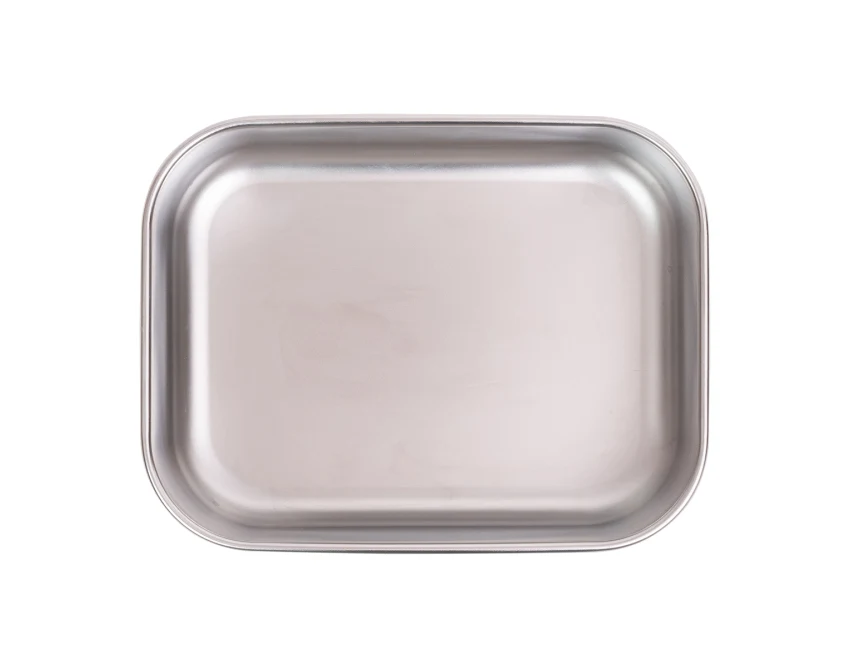 Lunchbox z logo 800 ml, srebrny, stal i bambus