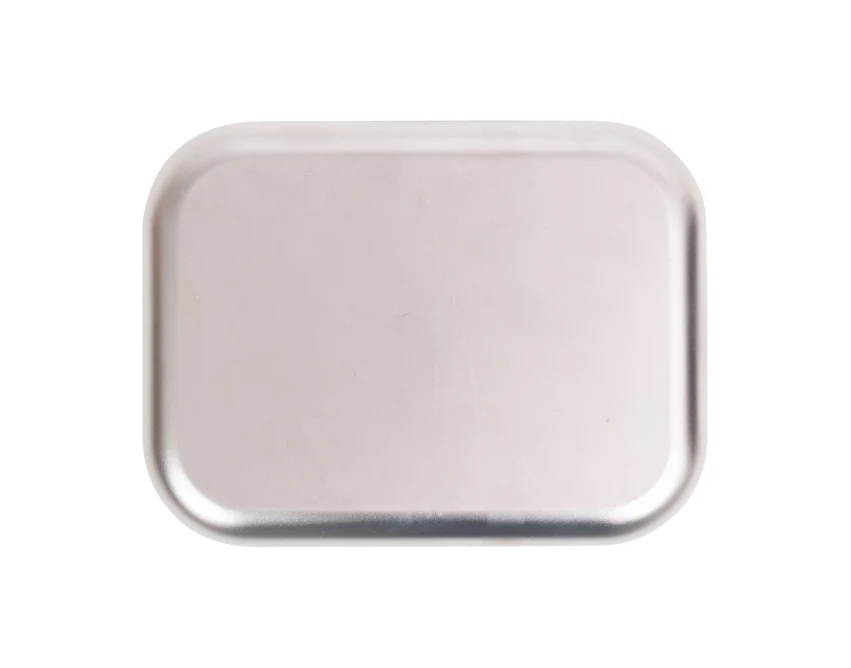 Lunchbox z logo 800 ml, srebrny, stal i bambus