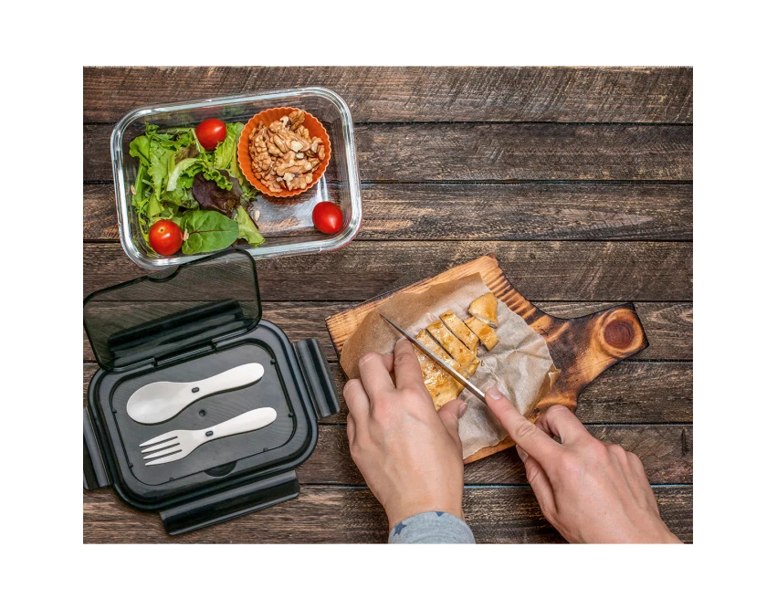 Lagos lunchbox z logo 1000 ml z czarną pokrywką