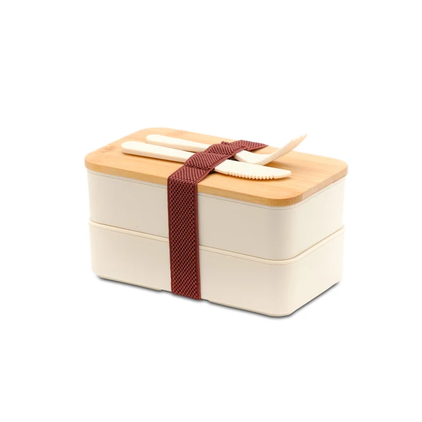 Machico lunchbox z logo, beżowy 2 × 500 ml