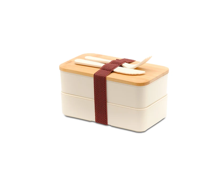 Machico lunchbox z logo, beżowy 2 × 500 ml