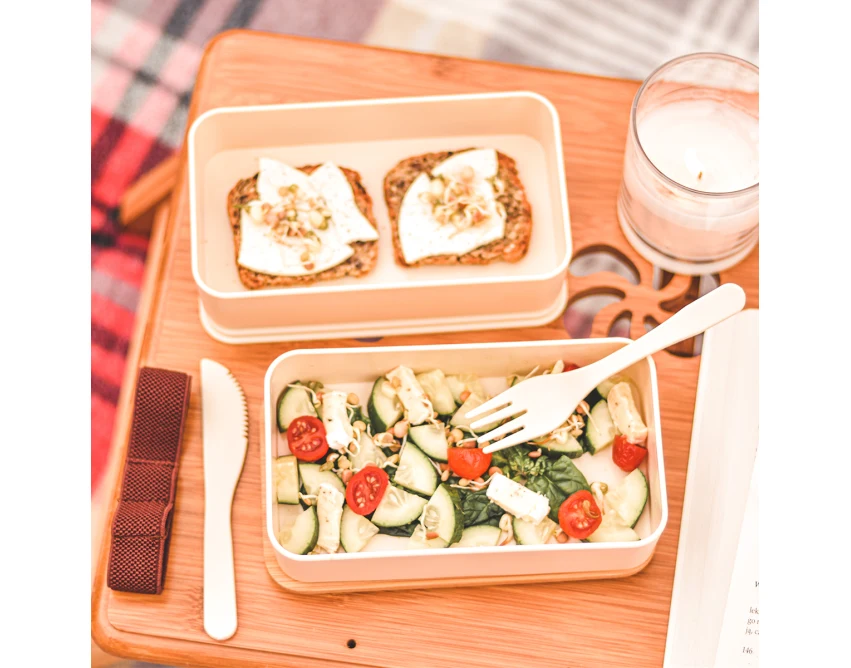 Machico lunchbox z logo, beżowy 2 × 500 ml