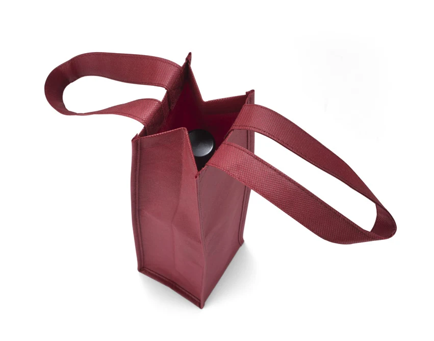 BINU torba non woven na wino z logo, bordowa