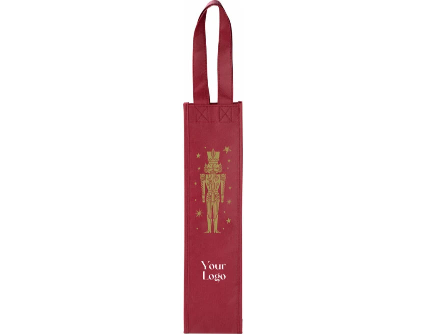 BINU torba non woven na wino z logo, bordowa