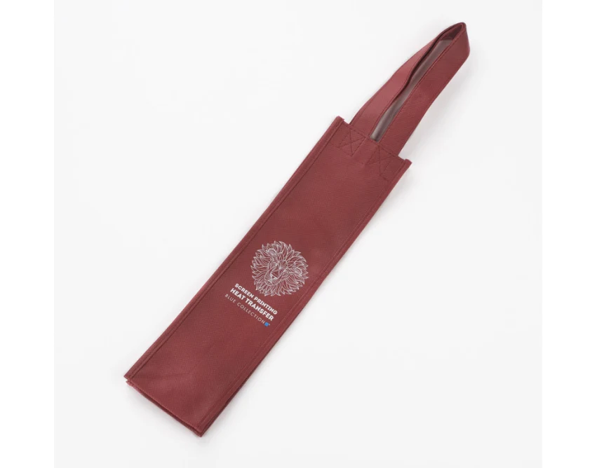 BINU torba non woven na wino z logo, bordowa