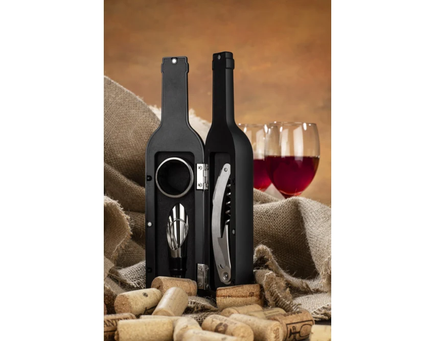 SOMMELIER zestaw do wina w czarnym etui z tworzywa