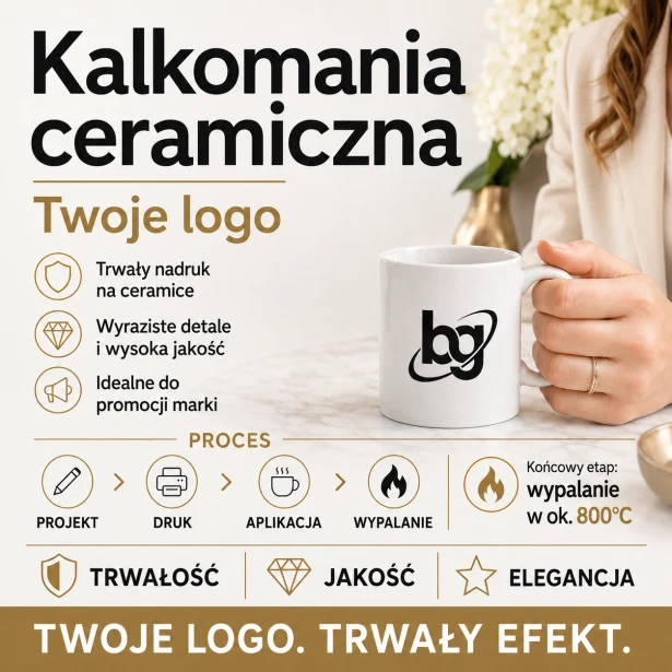 Kubek Tomek 300 ml biały z nadrukiem logo firmy – ceramika