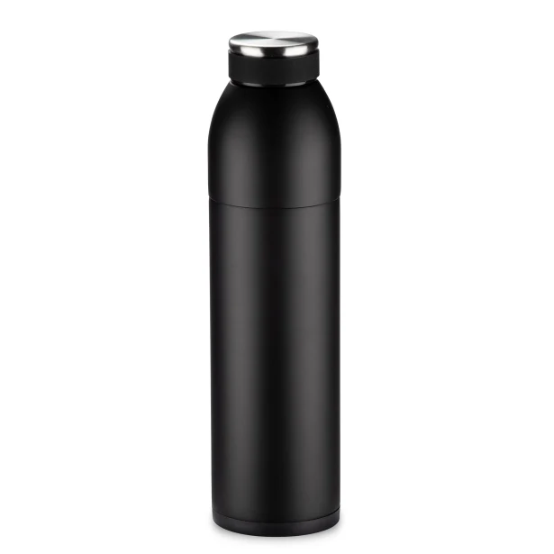 Butelka termiczna DUAL 600 ml czarna z kubkiem