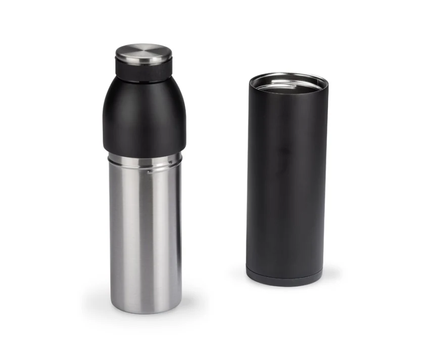 Butelka termiczna DUAL 600 ml czarna z kubkiem