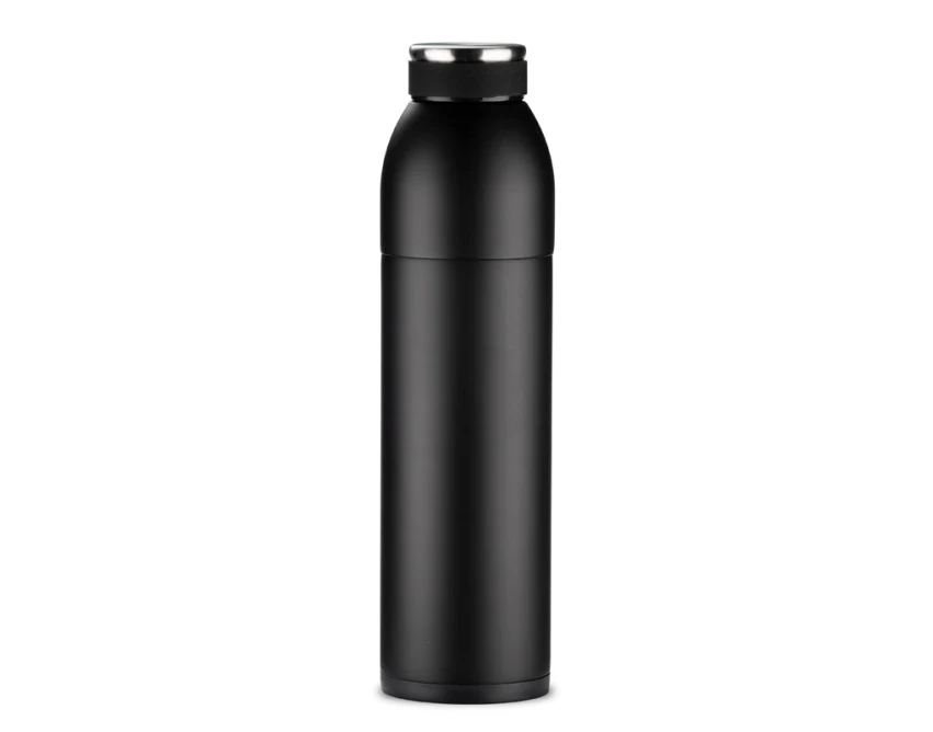 Butelka termiczna DUAL 600 ml czarna z kubkiem