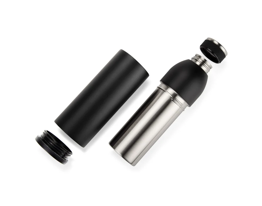 Butelka termiczna DUAL 600 ml czarna z kubkiem