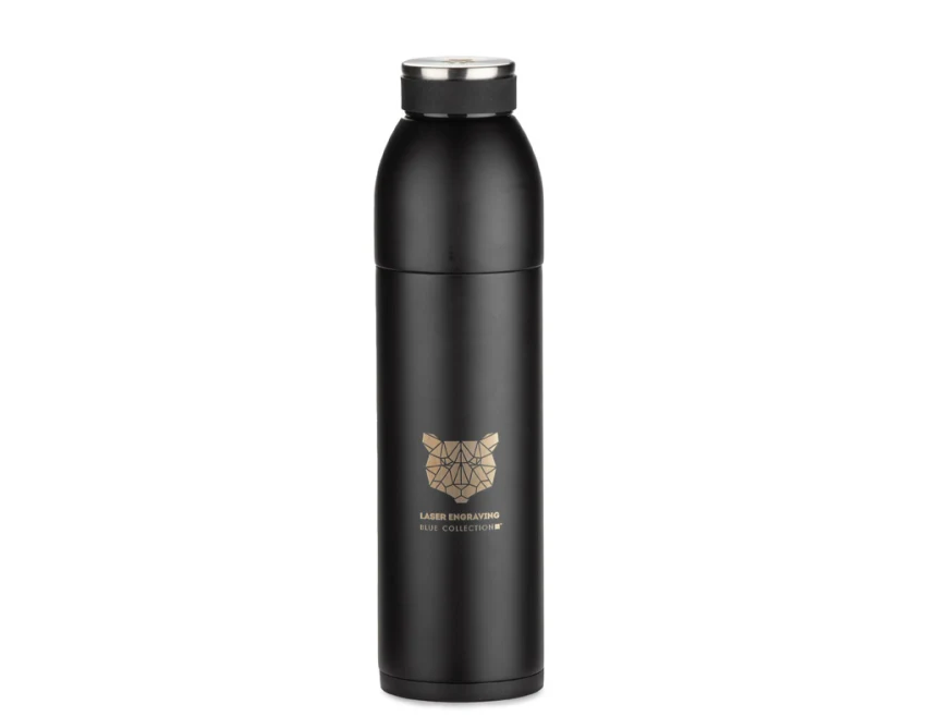 Butelka termiczna DUAL 600 ml czarna z kubkiem