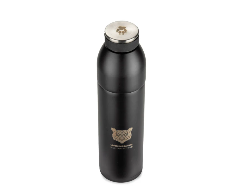 Butelka termiczna DUAL 600 ml czarna z kubkiem
