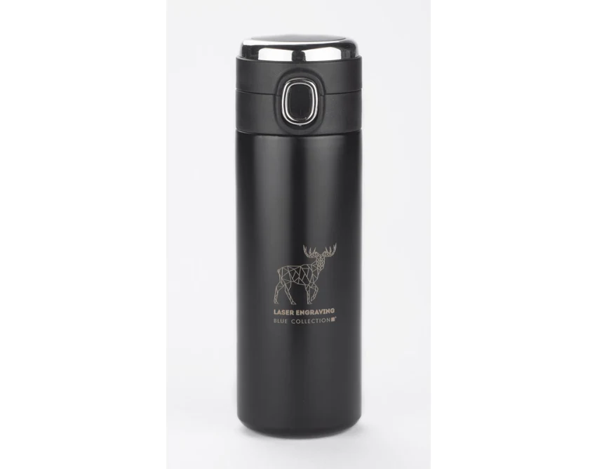 FOKS kubek termiczny 420 ml czarny mat z logo