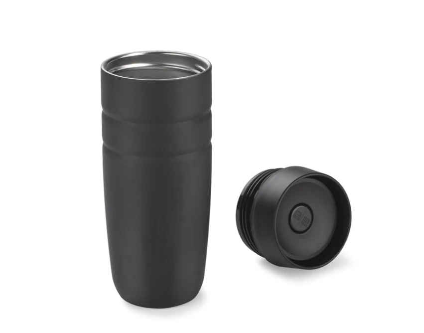 Kubek termiczny z nadrukiem UNIT czarny matowy 350 ml